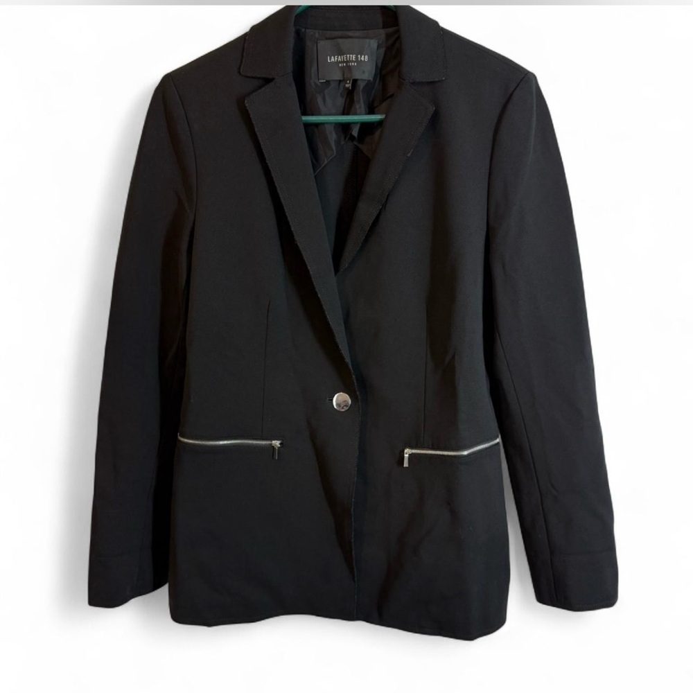Lafayette 148 New York “Sampson Blazer” Black Single Button Blazer, Size 6
